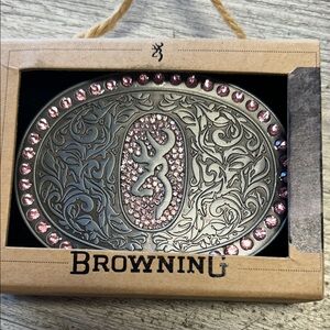 Browning Silver and Pink Belt Buckle